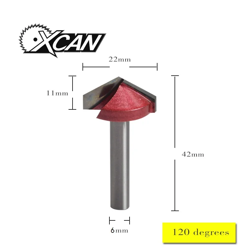 

XCAN Shank Diameter 6mm V Bit CNC Solid Carbide End Mill 3D Router Bits for Wood 120 Degree tungsten woodworking milling cutter