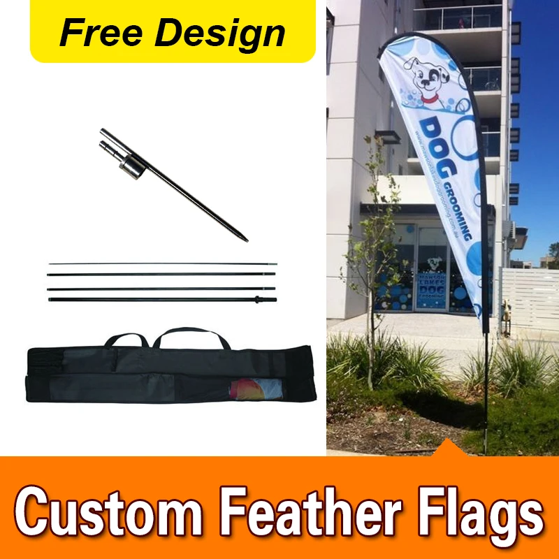 

Free Design Free Shipping Double Sided Inground Spike Teardrop Flags Banners Signs Advertising Feather Flags Pole Feather Banner