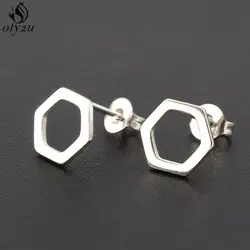 Oly2u простой дизайн модные шестигранные серьги-гвоздики для женщин девочек из металла в стиле панк геометрические ювелирные изделия