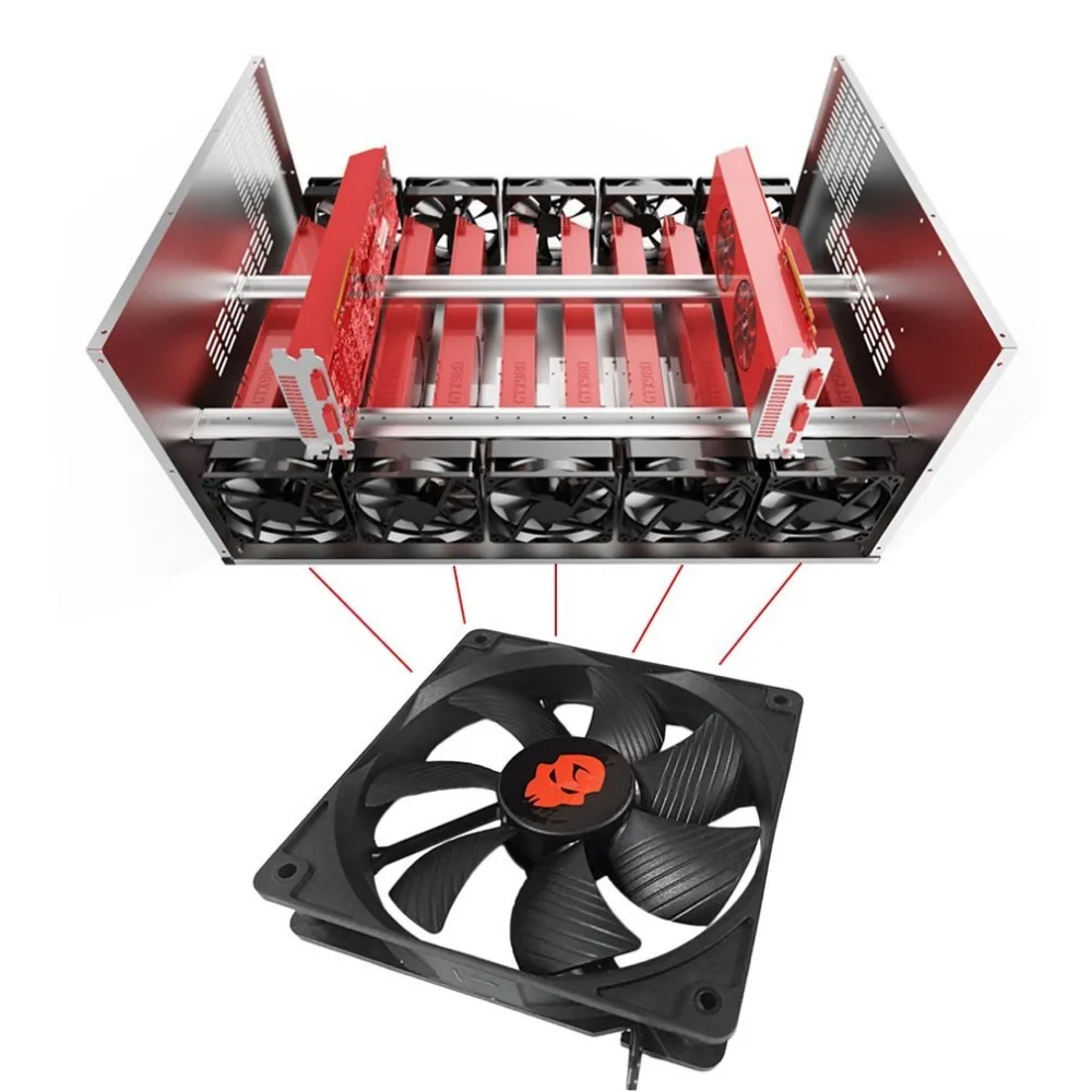 

Crypto Coin Open Air Mining Frame Rig Graphics Case ATX Fit 6/8 GPU Ethereum ETH ETC ZEC XMR Magnalium Alloy 5 Fans