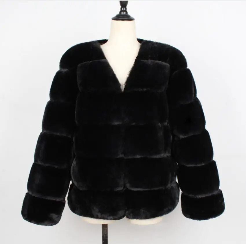 Новые женские зимние осенние куртки с искусственным мехом толстые теплые пальто больших размеров из искусственного меха женская искусственная меховая Верхняя одежда S/3Xl K1142 - Цвет: black