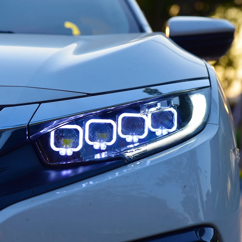 Для Honda Civic головной светильник s в сборе полный светодиодный дизайн год передний светильник с дневной ходовой светильник s DRL Поворотный Светильник s