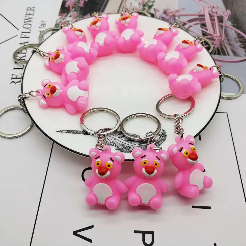 

PVC soft plastic doll pendant Cartoon duck and leopard Key Ring Men and Women car Keychain Bag hanging accessories