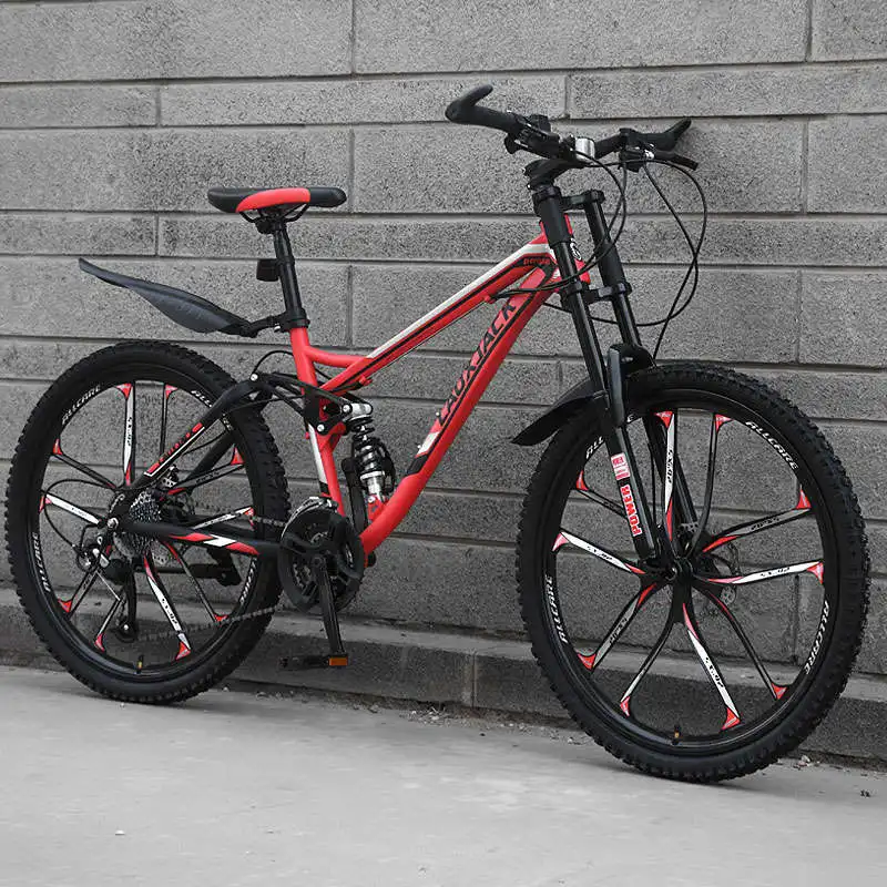 Горный велосипед карбоновая стальная рама 24 26 дюймов колеса 27 скорость мягкий хвост горный велосипед Подвеска спорт MTB - Цвет: 10 Cutter red