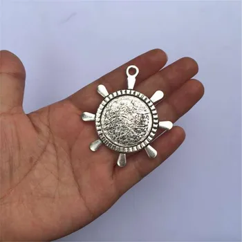 

Vintage Helm Pendants Diy Rudder Cabochon Setting Tray Fits 30mm Round Antique Bronze and Silver Jewelry Findings 10pcs T002