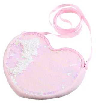 

Women coin purse Cartoon Children Bag Cute Girl Love Shoulder Bag Heart-shaped Sequins Purse bolso mujer 2019