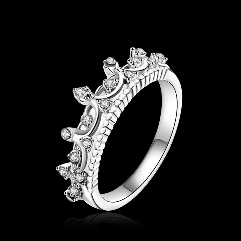 Роскошные дизайнерские женские кольца с короной, кубический цирконий, высокое качество, модное серебряное розовое золото, обручальное юбилейное кольцо на палец
