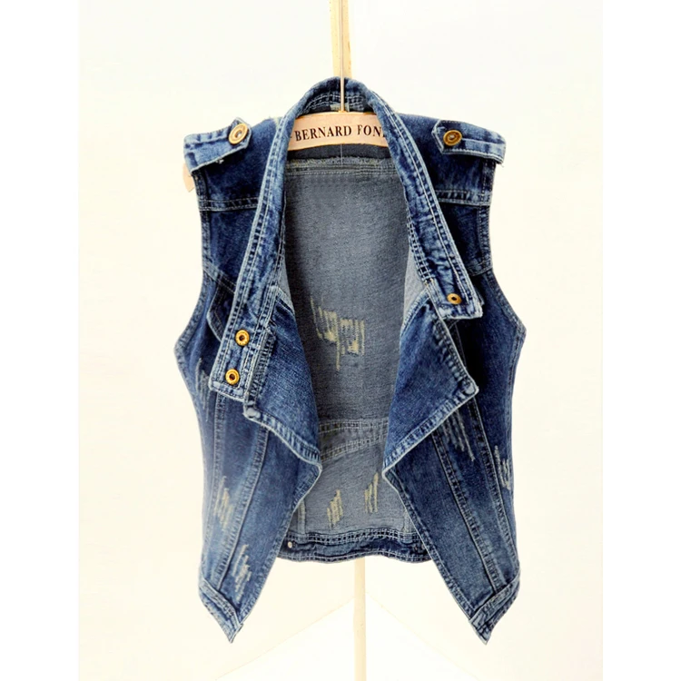 

Handsome collar sleeveless denim waistcoat cultivate one's morality short paragraph hot tank top horse sports coat