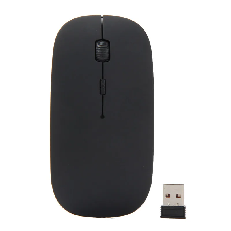 Игровая оптическая мышь 2,4G, беспроводная мышь, модная ультратонкая компьютерная мышь с usb-приемником, компьютерная мышь для ноутбука, Новинка - Цвет: Черный