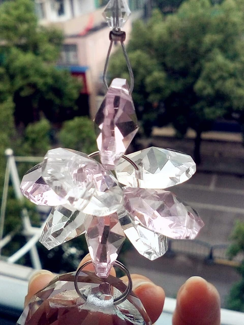 Boule à facettes en verre de cristal de qualité supérieure + pendentif de  perles roses pour lustre, partie de décoration suspendue d'arbre de noël -  AliExpress