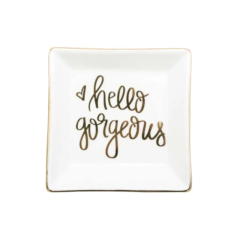 

4 Inches Europe Ceramic Hello Gorgeous Jewelry Plates Trinket Storage Dish Wedding Christmas Dessert Decoration Plate Tray