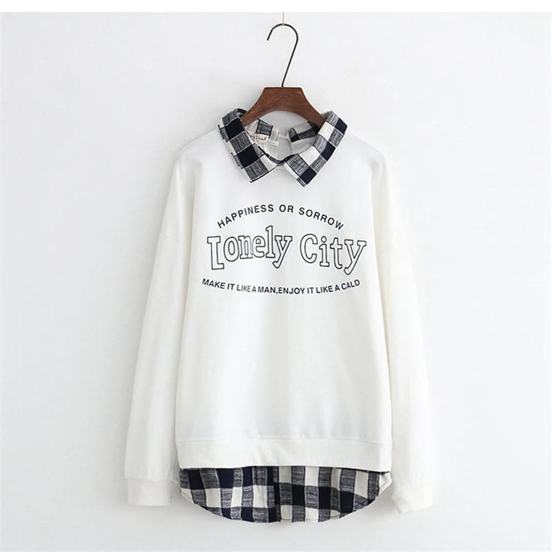 MERRY PRETTY Женские клетчатые Лоскутные толстовки с буквенным принтом Зимние длинным