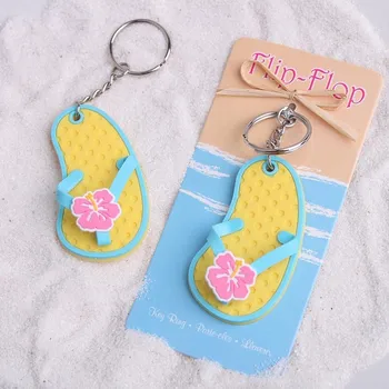 

200PCS Wedding Favor Gift "Flip Flop" Decorated Flower Key Ring / Slipper keychain party favor souvenir