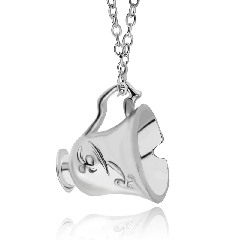 

Once Upon A Time Belle Chipped Tea Cup Pendant Necklace Fashion Silver Color Plated Necklace For Women Charms