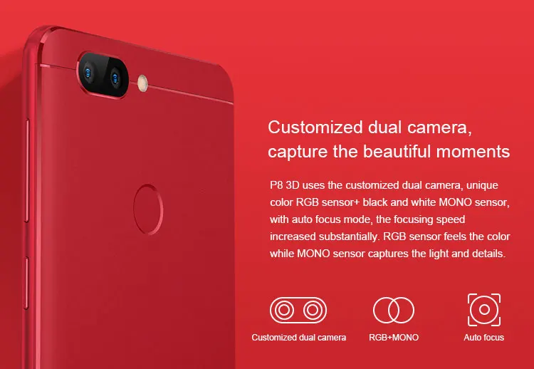 ELEPHONE P8 3D 4GB RAM 64GB ROM MTK6750T 1.5GHz Octa Core 5.5 Inch Glasses-free 3D Sharp FHD Screen Dual Camera Android 7.0 4G LTE Smartphone