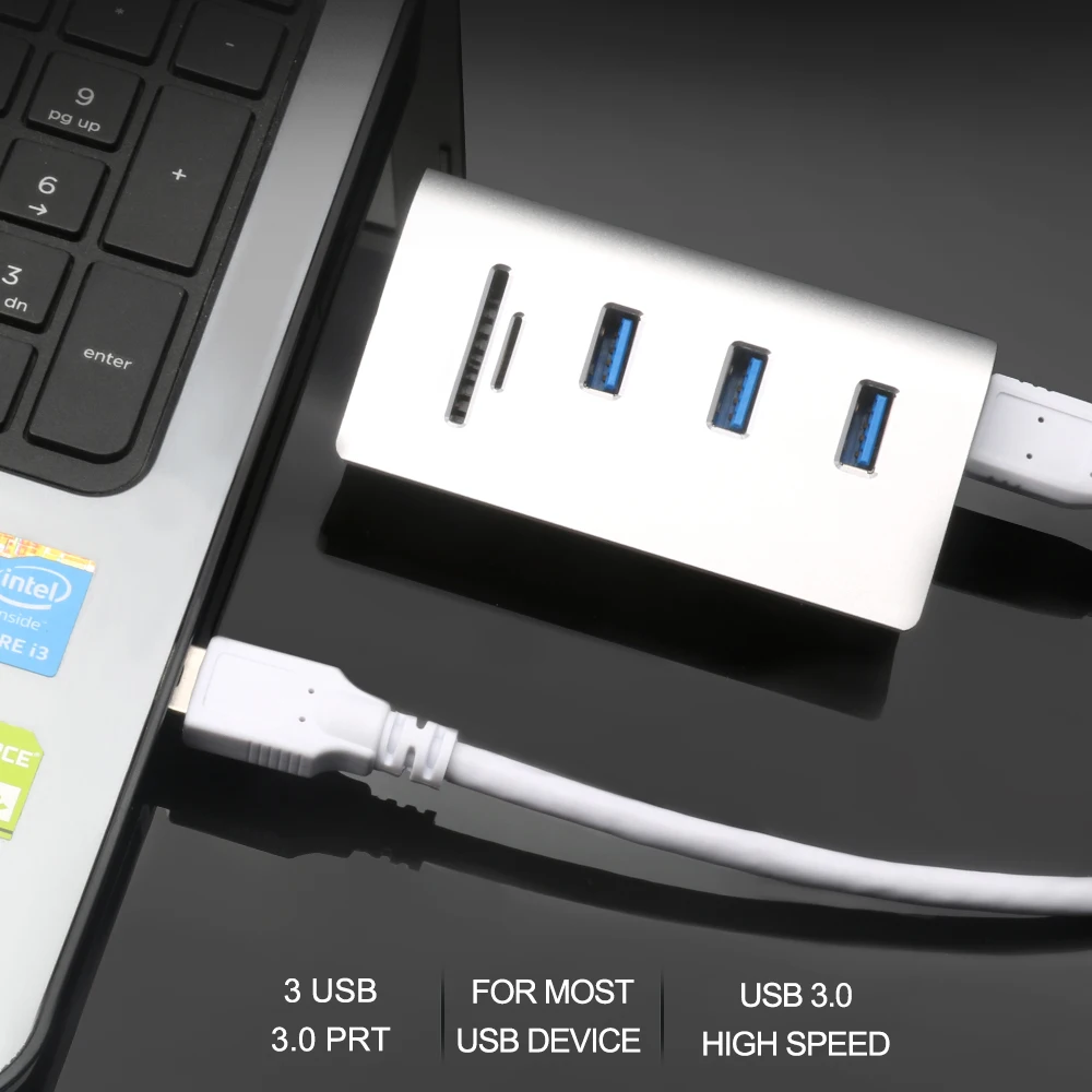 Rocketek Мульти usb 3,0 концентратор 3 порта адаптер сплиттер интерфейс питания SD/TF кард-ридер для MacBook Air компьютер Ноутбук аксессуары