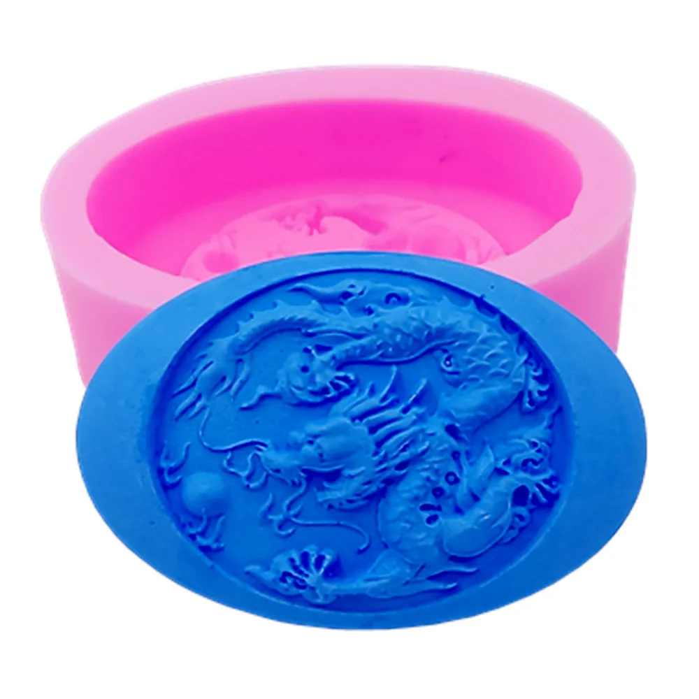 

Chinese Dragon DIY Soap Mold 3D Oval Silicone Molds Forms for Handmade Soap