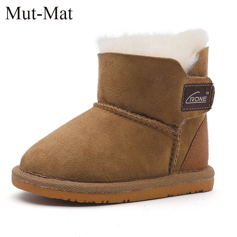 

2019 children's snow boots genuine leather sheep fur inside warm non-slip toddler shoes, children's boots
