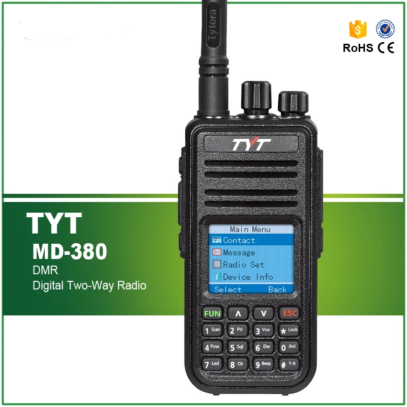 TYT MD-380 5 ватт 1000 Каналы UHF Цифровой DMR передатчик и приемник с кабелем и программным обеспечением