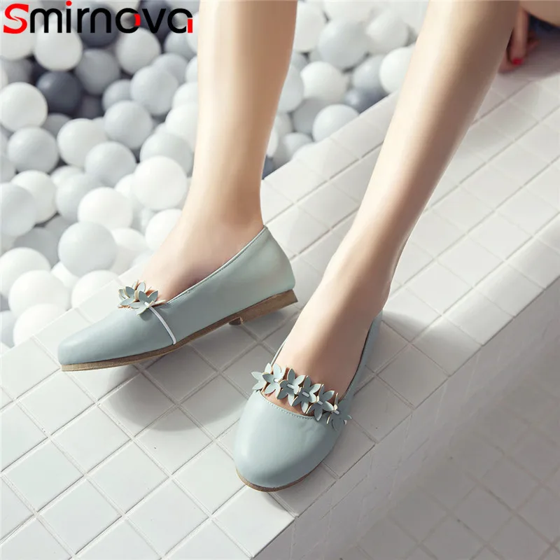 

Smirnova 2019 hot sale new flat shoeswoman round toe shallow casual shoes woman flowers mary janes shoes simple flats women