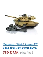 Henglong 1/16 6,0 Модернизированный Abrams rc Танк 3918 360 револьверные металлические гусеницы резиновые TH12942