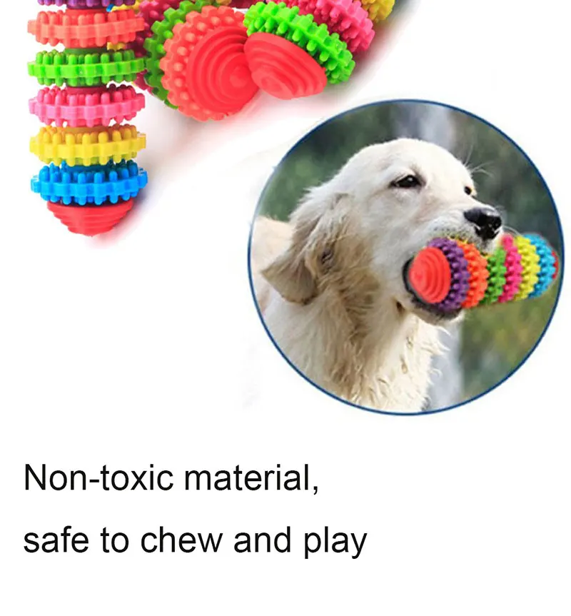 Pet Chew Toys Dog Bones Toy Clean Teeth Colorful Rubber Pet Puppy Dental Teething Healthy Teeth Gums Play Training Fetch Fun Toy