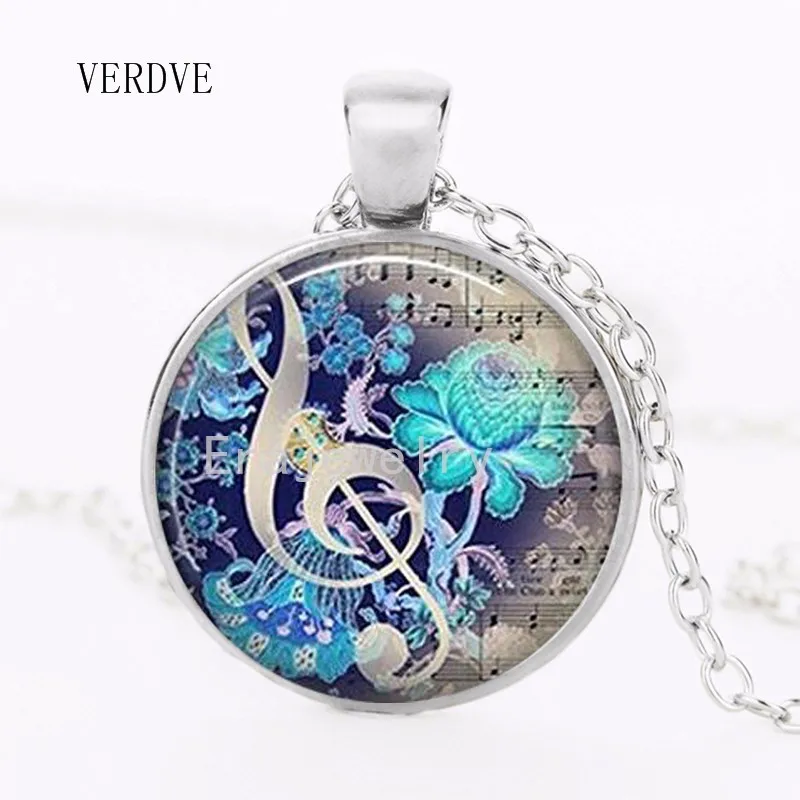 

VERDVE New Fashion Piano and Note Necklace Silver / Silver-plated Bronze Pendant Women Necklace Crystal Necklace