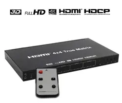 HDMI 4x4 правильная Матрица HDMI коммутатор 4 в 4 из V1.4 4 K x 2 K 3D EDID с пультом управления и зарядное устройство для DVD HDTV