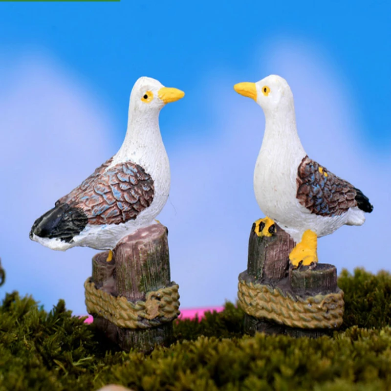 1 Pcs Hot Sale Sea Bird Seagull Stand Stump Miniature Fairy Garden