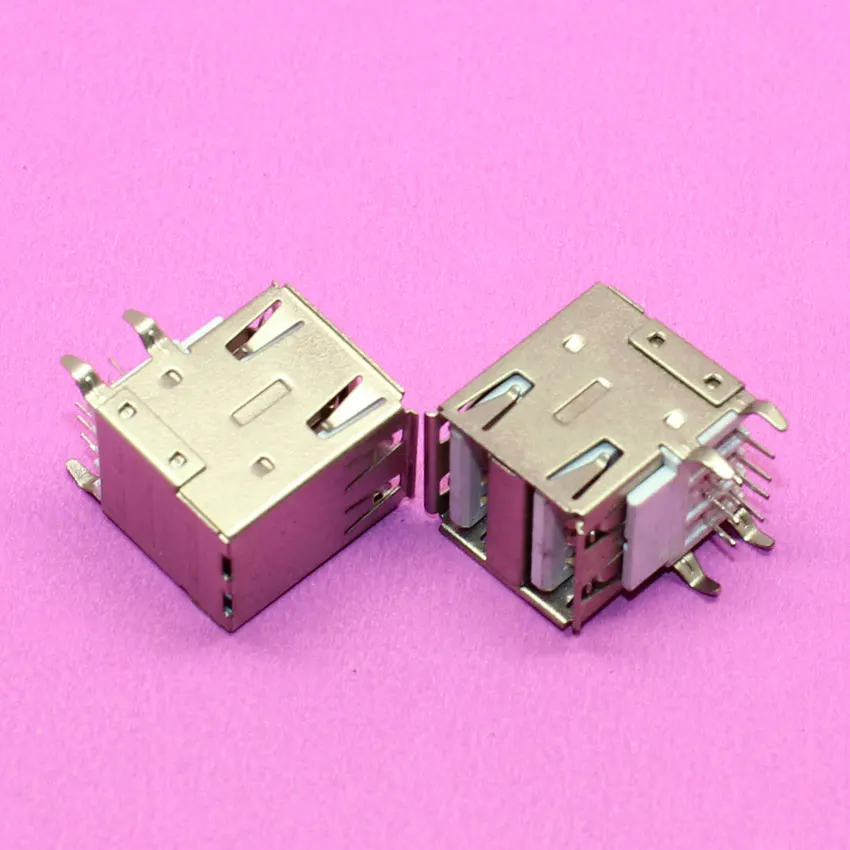 Высококачественный двойной USB разъем YuXi 90 градусов с 4 изогнутыми ножками