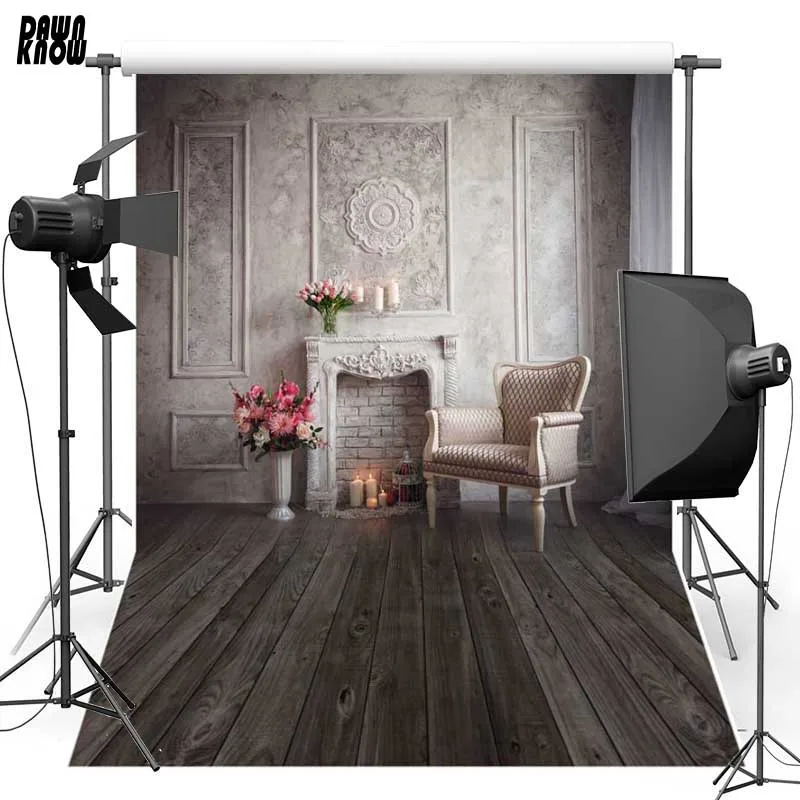 DAWNKNOW Interior House Vinyl Photography Background Wood Floor Polyester Backdrops For Wedding Photo Studio Customize S2009