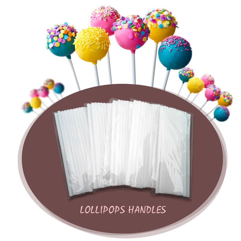

MJ005 DIY 100Pcs 100mm Pop Sucker Sticks Cake Plastic Lolly Lollipop Candy Chocolate Modelling Mould Mold