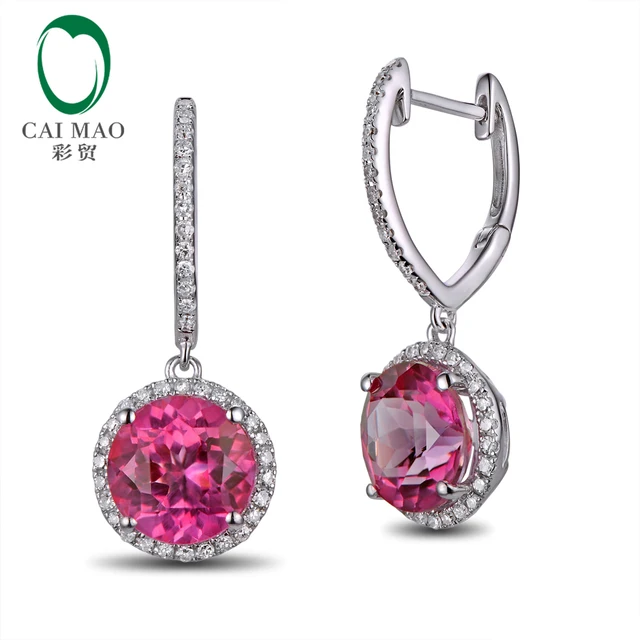 Caimao Jewelry 4 95ct Flawless Round Topaz Earrings 14kt Gold Drop Caimao Jewelry 4 95ct Flawless Round Topaz Earrings 14kt Gold Drop For Party Free Shipping