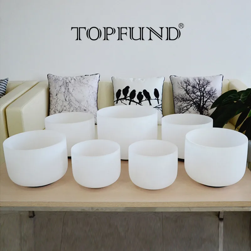 Чакра 8 '' 14'' topфонд набор из 7 шт. чакр с матовым кварцевым кристаллом Поющая