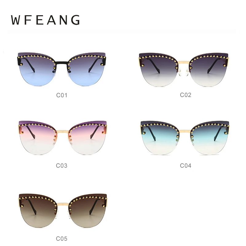 WFEANG кошачьи глаза прозрачные солнцезащитные очки для женщин негабаритные линзы