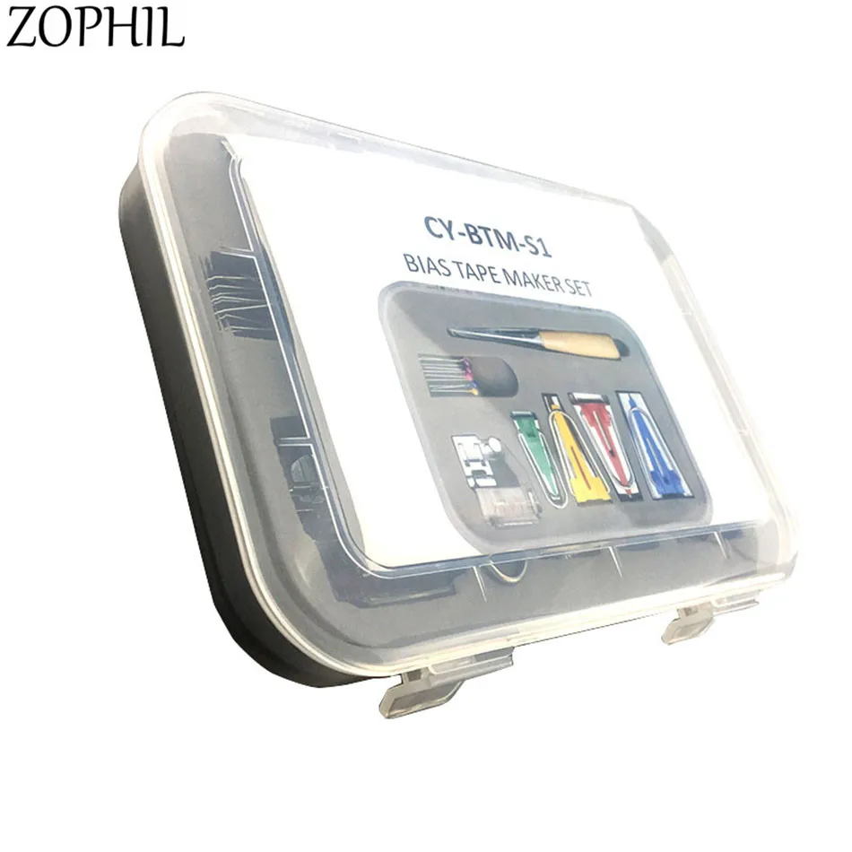ZOPHIL 16 قطعة/صندوق ملزم أداة مجموعات الحرفية ماكينة خياطة الملحقات النسيج التحيز DIY كيت قاعدة دبوس أمان إبرة تجديل غرزة