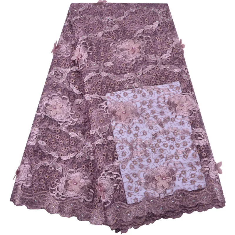

High Quality Nigerian 3D Wedding Lace Fabric Onion Latest African Laces 2019 French Net Lace Fabric With Beaded For Dress F1372