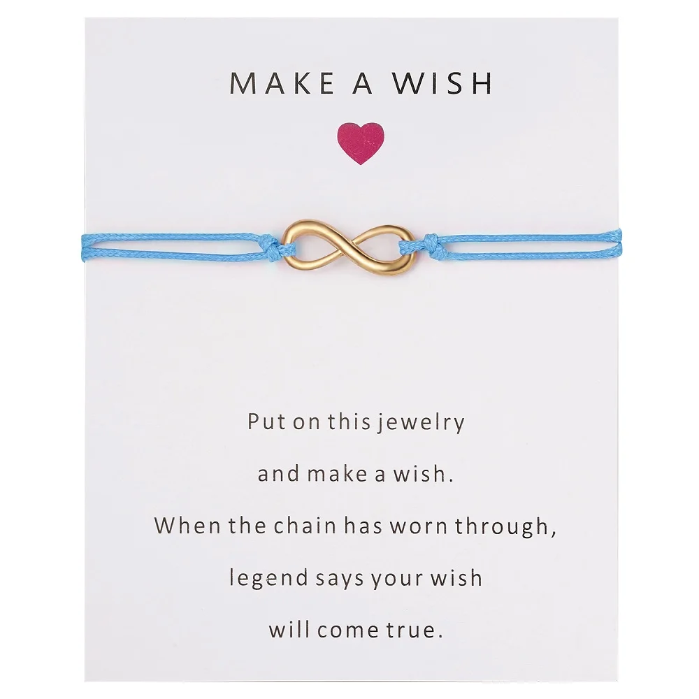 

Rinhoo 2019 New Fashion 11*9cm Make a Wish Paper Card '8' Pendant Rope Chain Charm Bracelet For Women's Accessories Gift