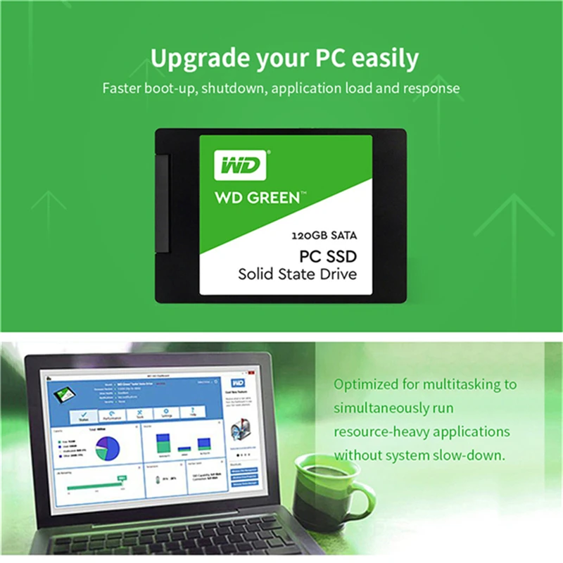 Western Digital WD SSD GREEN PC 120GB Internal Solid State Drive Internal Sabit Hard Disk SATA 6GB/s for LaptopWDS120G2G0 Western Digital WD SSD GREEN PC 120GB Internal Solid State Drive Internal Sabit Hard Disk SATA 6GB/s for LaptopWDS120G2G0