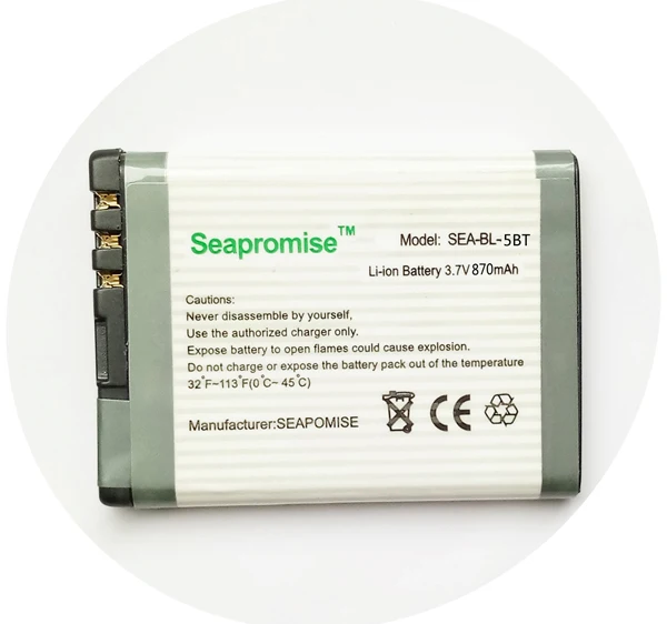 SEAPROMISE 5шт много батареи мобильного телефона BL-5BT BL 5BT BL5BT для NOKIA 2600C 2608 7510A 7510S N75