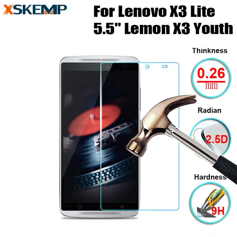 

Tempered Glass For Lenovo X3 Lite 5.5" Lemon X3 Youth Premium Explosion Proof LCD Anti Shatter Screen Protector Protective Guard