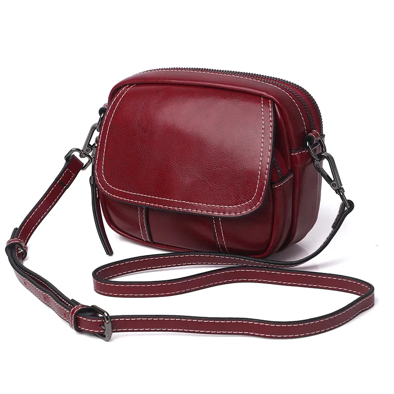 

New type of single-shoulder lady Bags with oblique Bags and vintage wax cowhide small round Bags in
