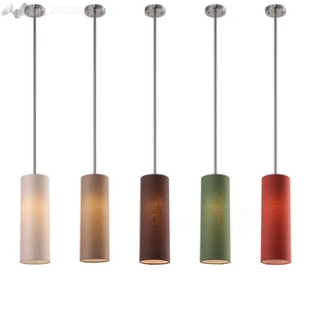 

JW_American Simple Countryside Pendant Lamp Colorful Cloth Lampshade Pendant Light Kitchen Bedroom DiningRoom Home Decoration