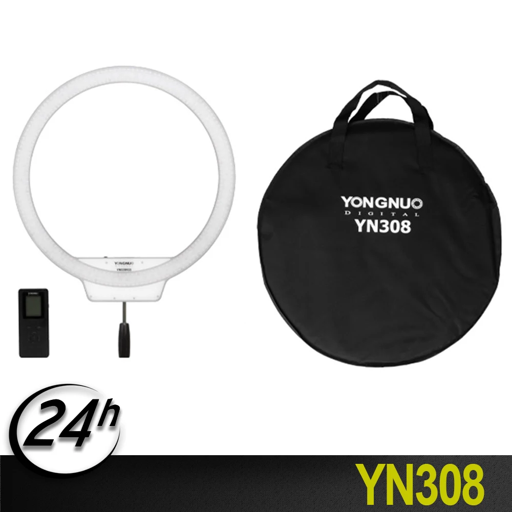 

YongNuo YN308 Selfie Ring LED Light Bi-Color 3200K~5500K LED Video Light Wireless Remote Controller CRI95 with Handle Grip