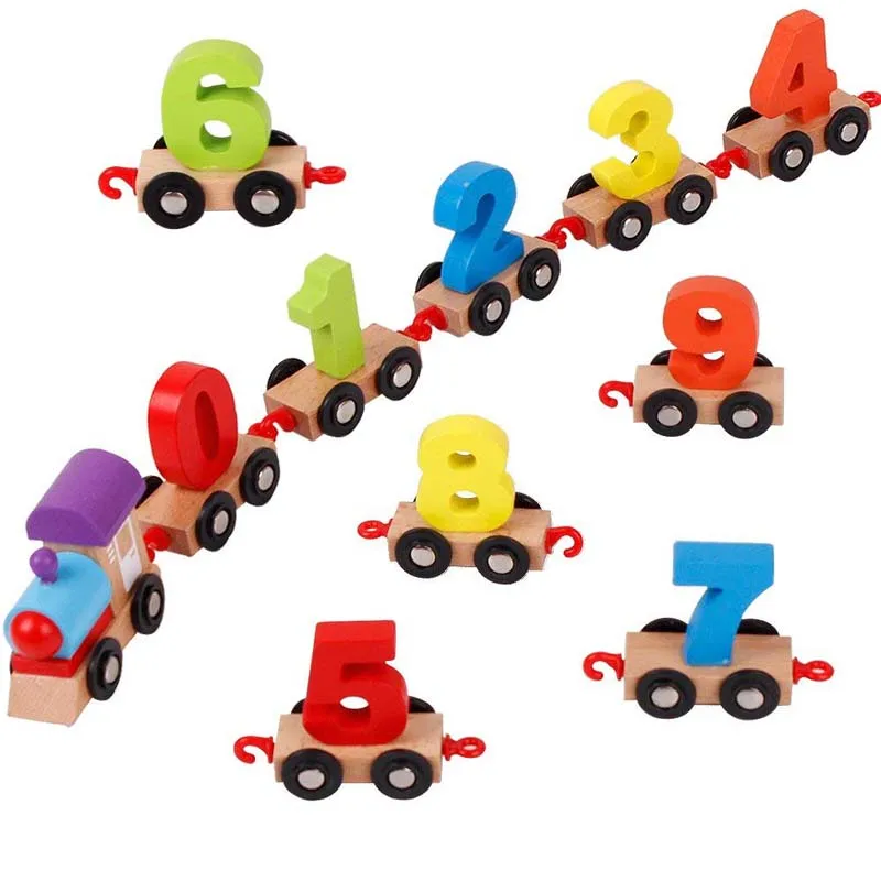 

Wooden Digital Train, Alphabet Number Educational Toys Accessories Gift Railway Tools for Kids