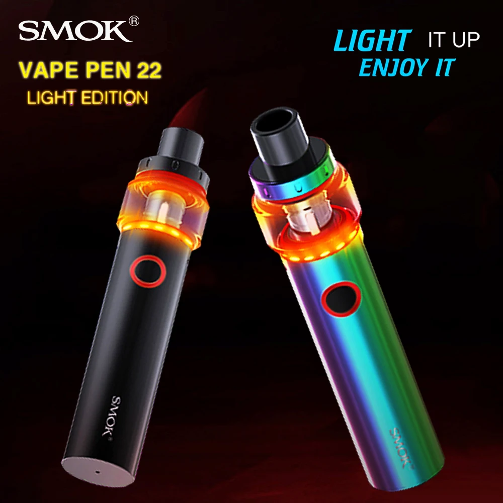 

Original SMOK Vape Pen 22 Light Edition Electronic Cigarette Stick Flash LED Vaporizer 4ml Mesh Strip Coils Resistor VS V9 MAX