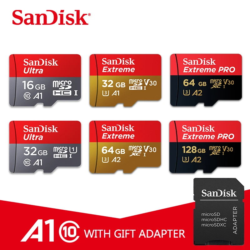 

Original Sandisk Extreme Pro Micro SD Card 16GB 32GB Memory card High Speed cartao de memoria V30 U3 64GB 128GB Sandisk TF Card