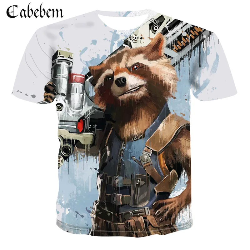 

Rocket Raccoon Science fiction Movie The Avengers Role Play Tshirt Men T-shirt Super Cool Slim T Shirt Unisex Street clothes