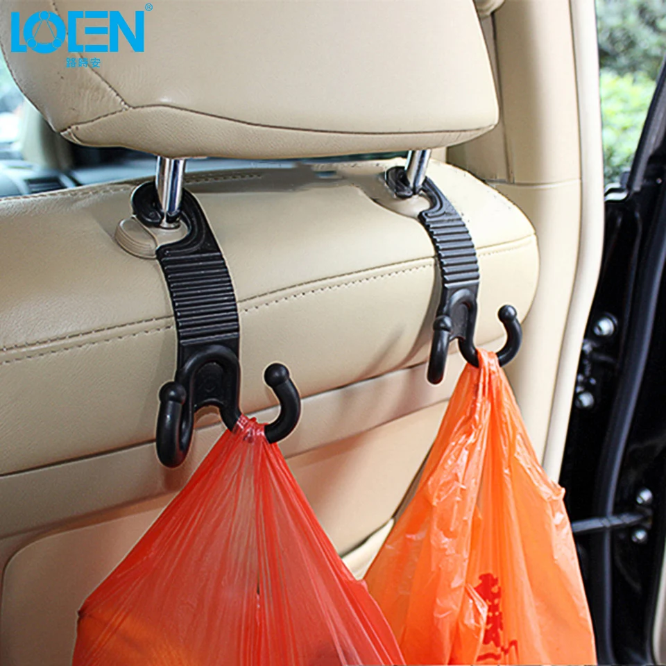 LOEN 2PCS Black Car Cargo Trunk Bag Hook Holder Hanger For For Passat B6 For Jetta For MK5 For