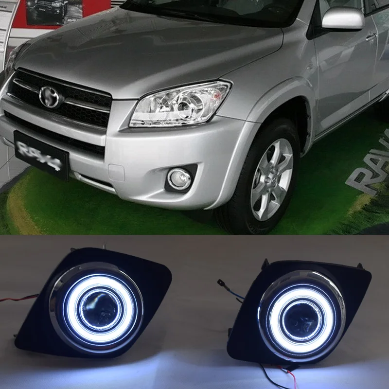 Для Toyota RAV4 RAV 4 2009 2011 светодиодный COB Ангельские глазки DRL желтый сигнал светильник
